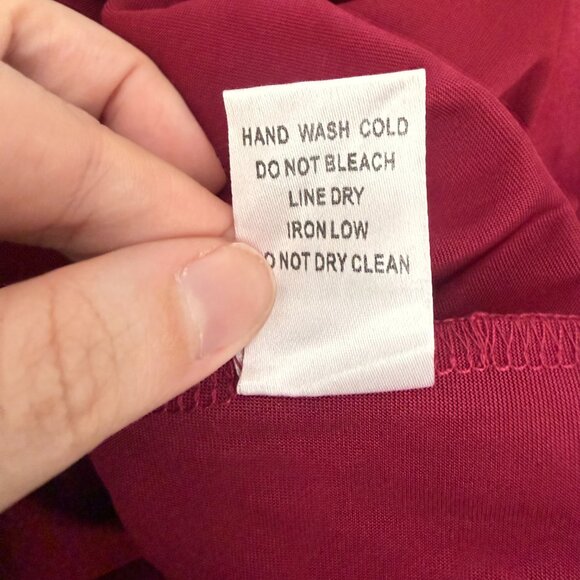 PeachPuff Burgundy Satin Slip Dress | Deep U Back | Curve Hugging | Size L - Picture 9 of 9